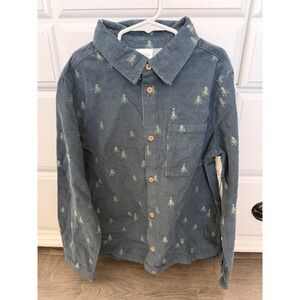 Boys Little Co. by Lauren Conrad Corduroy ButtonDown Shirt Christmas Trees Sz 12